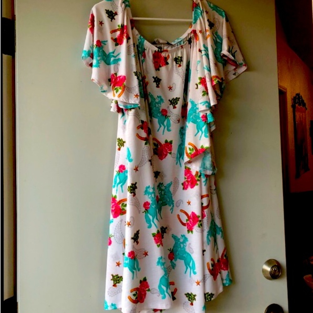 L&an western cowboy and horseshoe sundress nwot